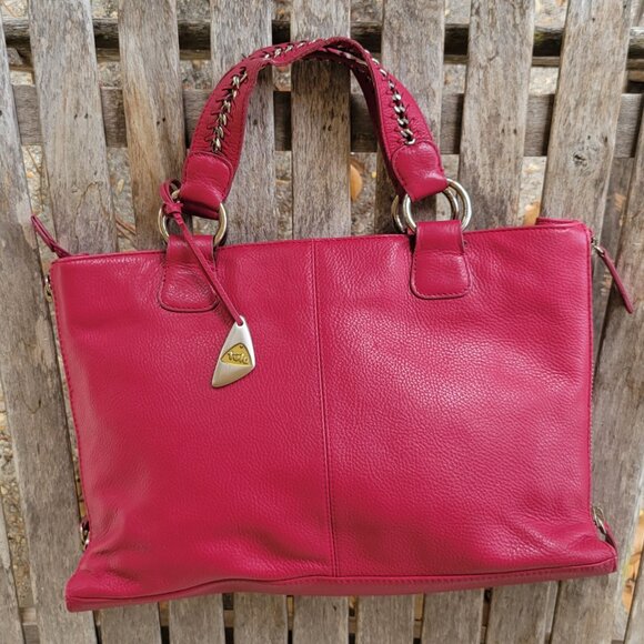 TULA by Radley Raspberry Pink Leather Expandable Satchel Bag - Picture 1 of 9